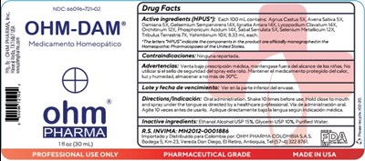 1 oz bottle label - OHM DAM 1 fl. oz. bottle label